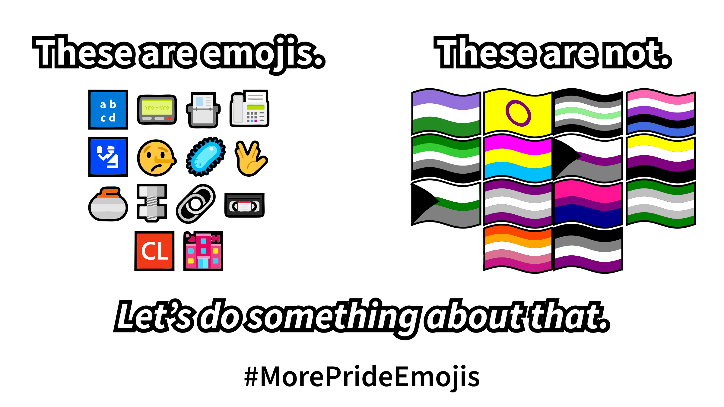 Comparing existing emoji to pride flags